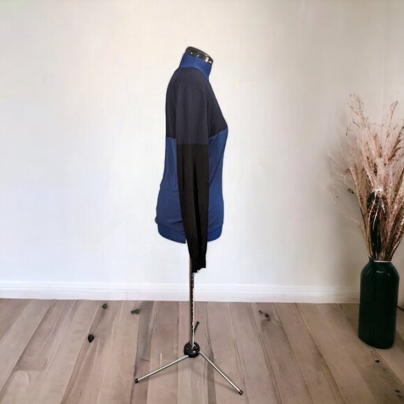 ATM Anthony Thomas Melillo Merino Wool Color Blue & Black Block Crew Sweater L - Picture 3 of 15